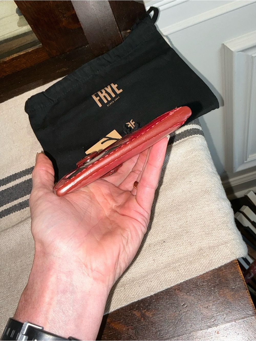 NWT Frye Melissa Leather Snap Card Wallet Red Retail $98 - Picture 7 of 13